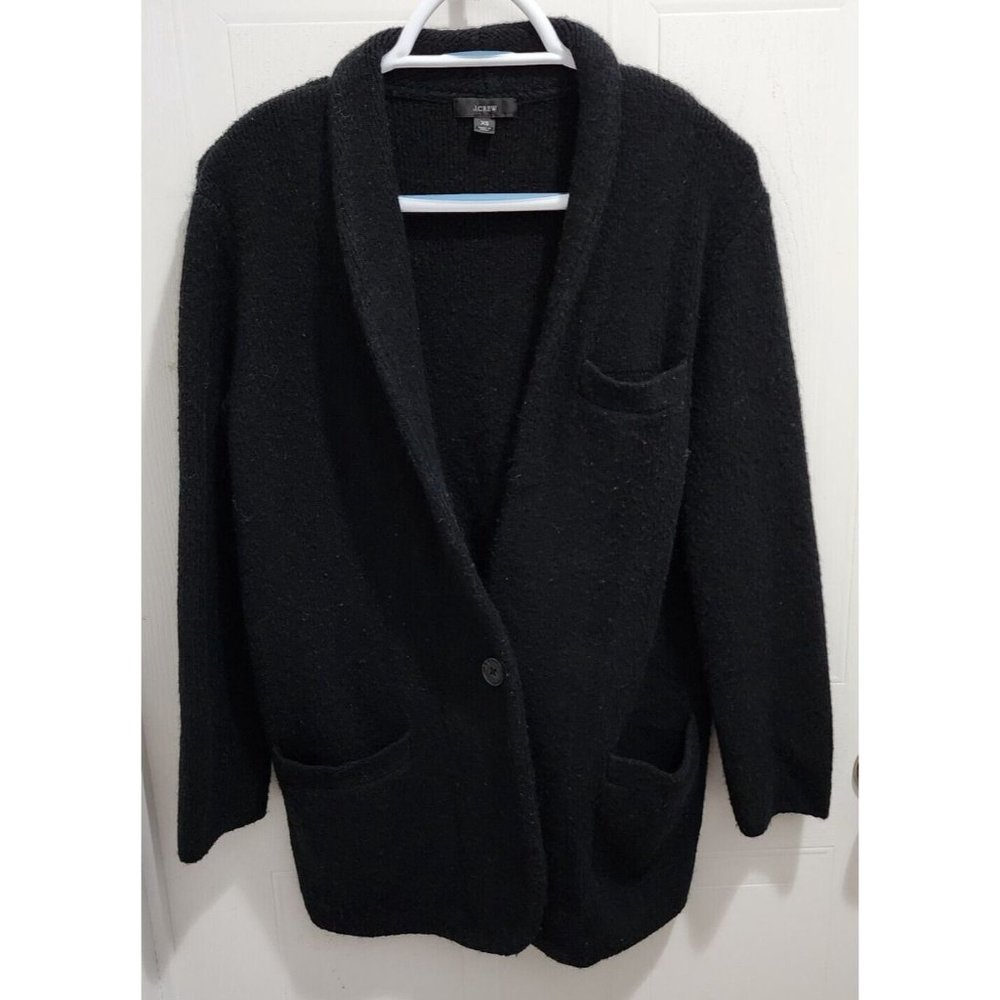 J CREW Women's 1 Button Sweater Blazer Cocoon Wool Alpaca Relaxed BA551 Black XS